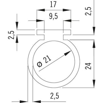 Torabschlussprofil 24x24 mm für 22 mm DW-Stopfen