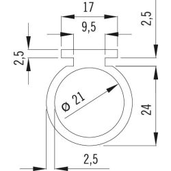 Bottom door profile 24x24 mm for 22 mm DW plugs, 50 m roll